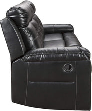 Load image into Gallery viewer, Kempten Faux Leather Manual Reclining Sofa with High Back and Blue LED Lighting, Black