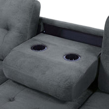 Load image into Gallery viewer, 104&#39;&#39; Wide Suede Sectional Sofa with Storage Ottoman and Cup Holders