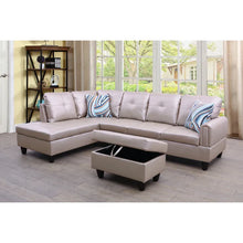 Load image into Gallery viewer, Nina 97&quot; Wide Faux Leather Left Hand Facing Sofa &amp; Chaise with Ottoman