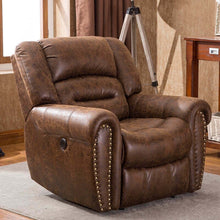 Load image into Gallery viewer, Electric Recliner Chair W/ Breathable Bonded Leather, Classic Single Sofa Home Theater Recliner Seating W/USB Port (Nut Brown)