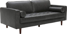 Load image into Gallery viewer, Aiden Mid-Century Modern Leather Sofa Couch, 86.6&quot;W, Cognac