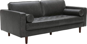 Aiden Mid-Century Modern Leather Sofa Couch, 86.6"W, Cognac