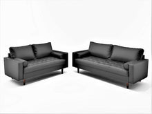 Load image into Gallery viewer, Orion Mid Century Modern Pu Leather Upholstered Living Room Sofa with Bolster Pillows, Sofa, 2-piece set or loveseat