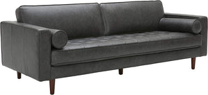 Aiden Mid-Century Modern Leather Sofa Couch, 86.6"W, Cognac