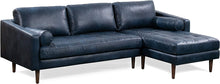 Load image into Gallery viewer, Napa Right Sectional Sofa in Full-Grain Pure-Aniline Italian Leather, Midnight Blue, Cognac Tan, Madagascar Cocoa