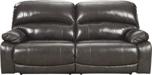 Jesolo Modern Faux Leather Manual Pull Tab Double Reclining Sofa, Dark Brown