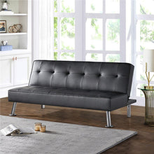 Load image into Gallery viewer, Convertible Faux Leather Futon Sofa Bed, White, Black