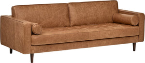 Aiden Mid-Century Modern Leather Sofa Couch, 86.6"W, Cognac