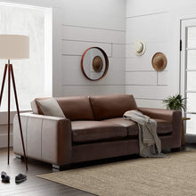 Load image into Gallery viewer, Westview Extra-Deep Down-Filled Leather Sofa Couch, 89&quot;W, Brown