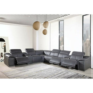 Thijmen 151" Wide Genuine Leather Symmetrical Reclining Corner Sectional