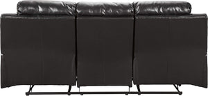 Kempten Faux Leather Manual Reclining Sofa with High Back and Blue LED Lighting, Black