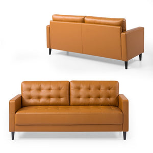 Desert Fields Benton Sofa, Cognac Faux Leather