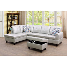 Load image into Gallery viewer, Nina 97&quot; Wide Faux Leather Left Hand Facing Sofa &amp; Chaise with Ottoman