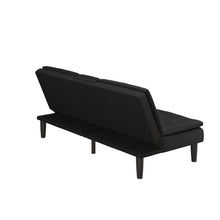 Load image into Gallery viewer, Mainstays Memory Foam Pillowtop Futon with Cupholder, Black Faux Leather