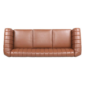 84'' Black PU Rolled Arm Chesterfield Three Seater Sofa -  Black or Brown