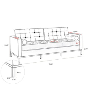 Sofa Loveseat genuine leather Living Room Metal foot