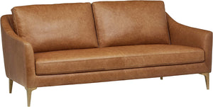 Rivet Alonzo Contemporary Leather Sofa Couch, 80.3"W, Cognac