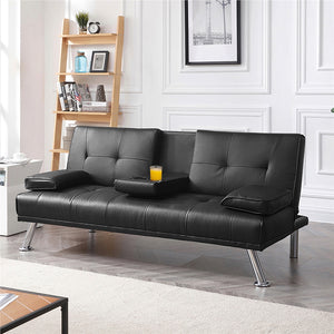 Modern Faux Leather Futon Sofa Bed Home Recliner Couch