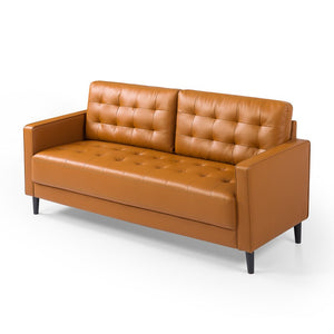 Desert Fields Benton Sofa, Cognac Faux Leather