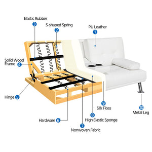 Easyfashion Sofa, White Faux Leather