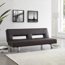 Load image into Gallery viewer, Futon Sofa by Naomi Home - Color: Espresso, Material: Faux Leather