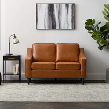 Load image into Gallery viewer, Archer Upholstered Couch – Couches for Living Room - Camel Faux Leather Couch - Living Room Furniture - Small Couch - Seats Three - Straight Arm Modern Couch