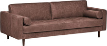 Load image into Gallery viewer, Aiden Mid-Century Modern Leather Sofa Couch, 86.6&quot;W, Cognac