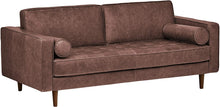 Load image into Gallery viewer, Aiden Mid-Century Modern Leather Sofa Couch, 86.6&quot;W, Cognac