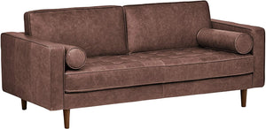 Aiden Mid-Century Modern Leather Sofa Couch, 86.6"W, Cognac