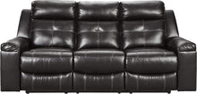 Load image into Gallery viewer, Kempten Faux Leather Manual Reclining Sofa with High Back and Blue LED Lighting, Black