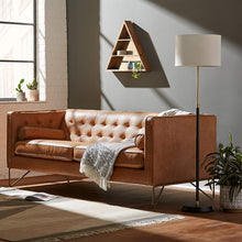 Load image into Gallery viewer, Brooke Contemporary Mid-Century Modern Tufted Leather Sofa Couch, 82&quot;W, Cognac