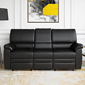 Relax-A-Lounger Clifton Reclining Sofa, Black Faux Leather