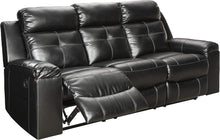 Load image into Gallery viewer, Kempten Faux Leather Manual Reclining Sofa with High Back and Blue LED Lighting, Black