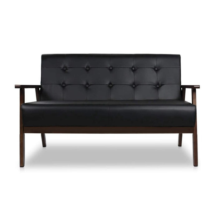 Modern Solid Loveseat Sofa Upholstered PU Leather 2-Seat Couch