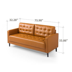 Desert Fields Benton Sofa, Cognac Faux Leather