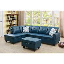 Load image into Gallery viewer, Nina 97&quot; Wide Faux Leather Left Hand Facing Sofa &amp; Chaise with Ottoman