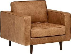 Aiden Mid-Century Modern Leather Sofa Couch, 86.6"W, Cognac