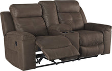 Load image into Gallery viewer, Jesolo Modern Faux Leather Manual Pull Tab Double Reclining Sofa, Dark Brown