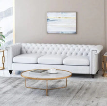 Load image into Gallery viewer, Chesterfield Sofa Living Room Tufted 3-Seat Sofa White Faux Leather