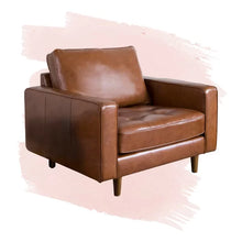 Load image into Gallery viewer, Clark 40.5&quot; W Tufted Genuine Top Grain Leather Armchair