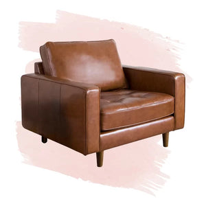 Clark 40.5" W Tufted Genuine Top Grain Leather Armchair