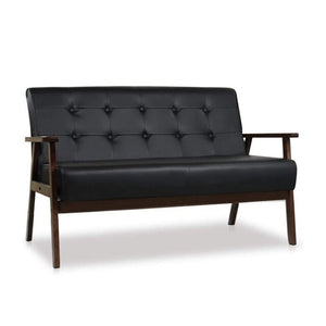 Modern Solid Loveseat Sofa Upholstered PU Leather 2-Seat Couch