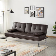 Load image into Gallery viewer, Modern Faux Leather Futon Sofa Bed Home Recliner Couch