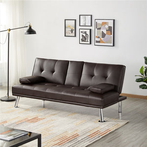 Modern Faux Leather Futon Sofa Bed Home Recliner Couch