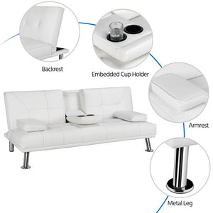 Easyfashion Sofa, White Faux Leather