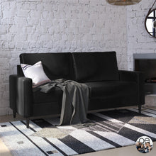 Load image into Gallery viewer, Queer Eye Wainwright Modern Sofa, Small Space Living Room Furniture, Black Faux Leather