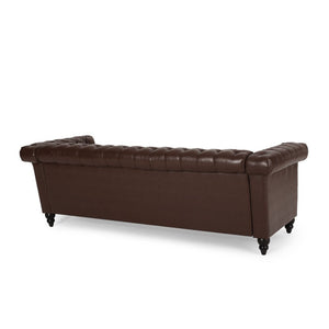 Tufted Chesterfield Faux Leather 3 Seater Sofa