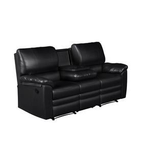 Relax-A-Lounger Clifton Reclining Sofa, Black Faux Leather