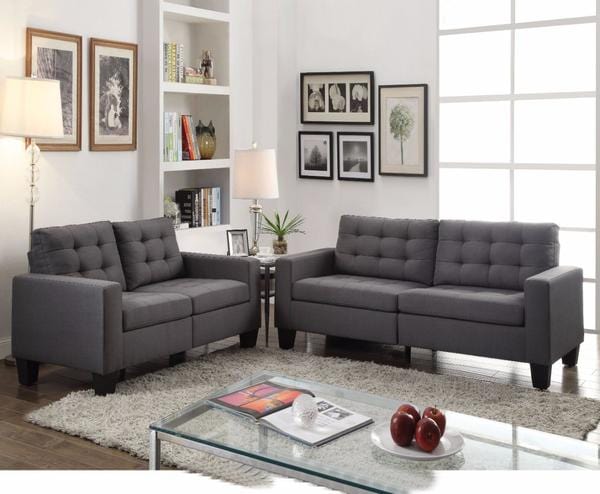 Dashing Sofa In Gray Linen Fabric