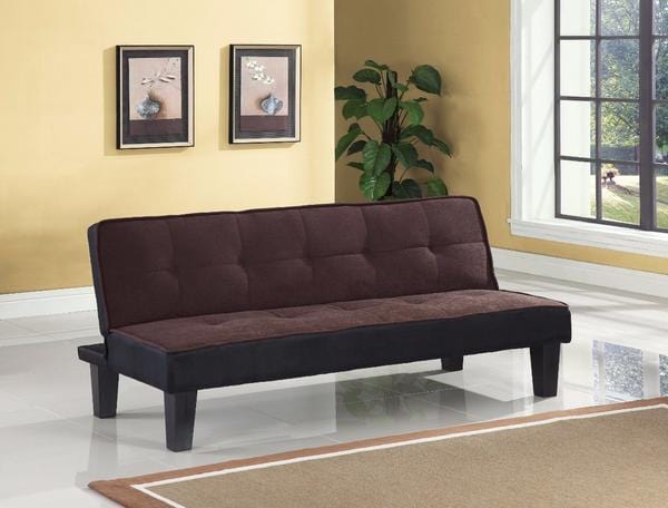 Flannel Fabric Tufted Adjustable Sofa, Brown